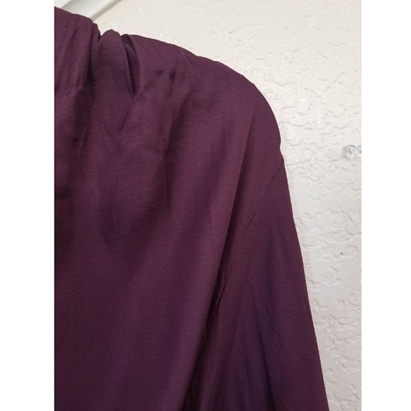 Wine Long Sleeve Tie Waist Satin Crepe Jumpsuit 2 - Picture 5 of 5